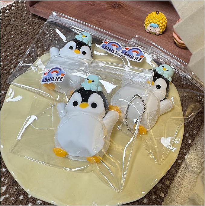 Taba Squishy Penguin,fufu squishies,Silicone Toys,Stress Relieving Fur Ball OPP Packaging GiftsSquishy Fidget Toys for Anxiety&Relaxation,Perfect Desk Accessory for Adults (Penguin)