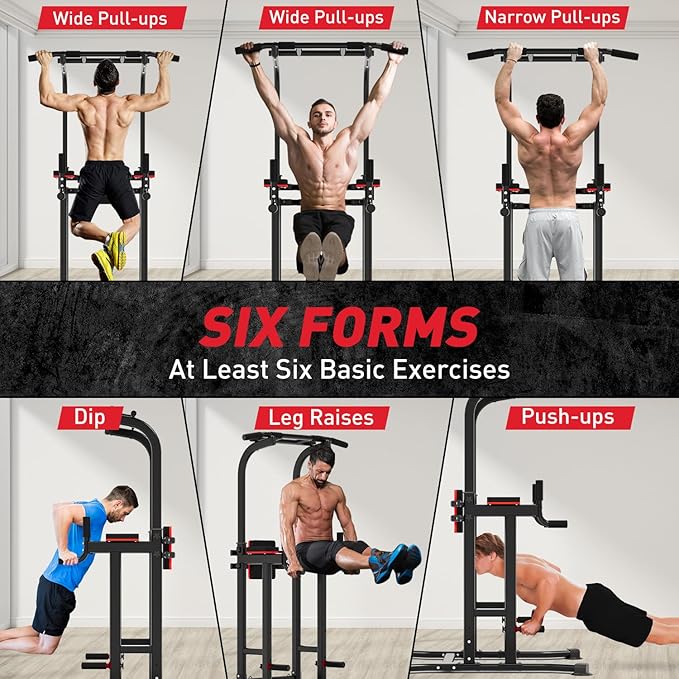 ZENOVA Pull Up Bar Dip Station Multi-Function Strength Training Equipment for Men Women Muscle Building 330/500 LBS Weight Capacity