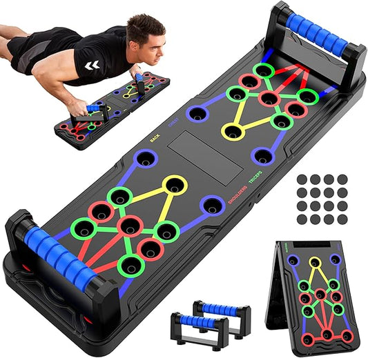 Solid Push Up Board 15 in 1 Home Workout Equipment Multi-Functional Pushup Stands System Fitness Floor Chest Muscle Exercise Professional Equipment Burn Fat Strength Training Arm Men & Women Weights