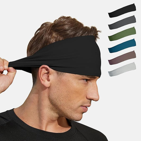 VIMPEP Tenacious Sports Headbands for Men Soft Feeling Non Silp Sweatband Workout Headband for Running,Cycling,Basketball,Tennis,Yoga Fitness Stretchy Quick-Dry Hairband for Unisex (3/4/6 Pack)