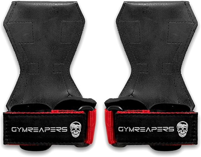 Gymreapers Weight Lifting Grips (Pair) for Heavy Powerlifting, Deadlifts, Rows, Pull Ups, with Neoprene Padded Wrist Wraps Support and Strong Rubber Gloves or Straps for Bodybuilding