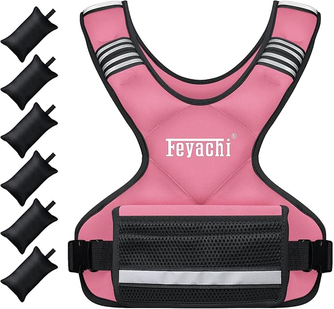 Feyachi Adjustable Weighted Vest - 3-12 lbs/12-20 lbs/20-32 lbs X Type Weight Vest with Reflective Stripe Ideal for Running Workout and Training
