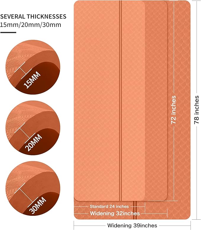 nuveti Large Exercise Mat - 15mm/20mm/30mm Thick Yoga Mat | Workout Mat for Fitness, Yoga, Pilates, Stretching & Floor Exercises for Women & Men with Free Carrying Bag