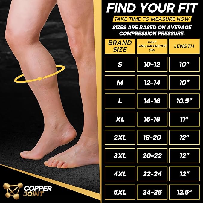 CopperJoint Wide Calf Compression Sleeve Men - Compression Calf Sleeve Women, Leg Sleeves for Men, Knee and Legs Sleeves Support for Runners, Basketball, Workout, Sports, 20-30mmHg - 2X-Large