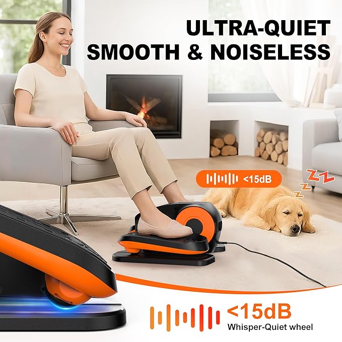 Under Desk Elliptical, Electric Leg Exerciser as Seen on TV for Seniors with 12 Adjustable Speed, Quiet Portable Electric Seated Pedal Exerciser Machine with Remote Control for Home Office