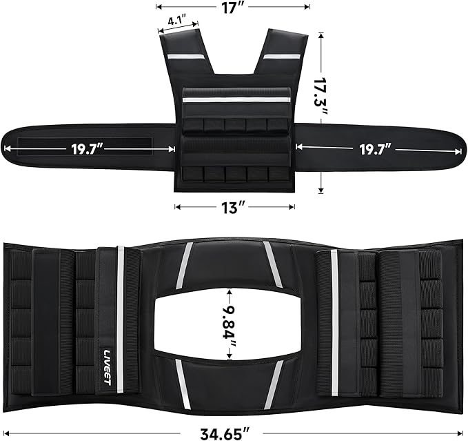 Adjustable Weighted Vest for Men Women, 20lb 30lb 45lb 60lb Weight Vest with 20 Removable Weights, Heavy Duty Running Vest with Reflective Strips for Walking Strength Training Calisthenics