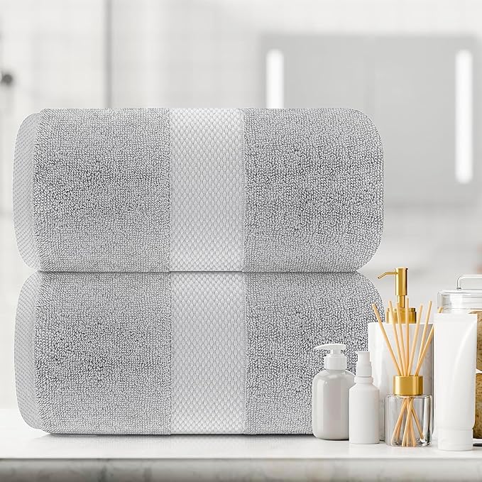 White Classic Luxury Bath Sheets Towels for Adults Extra Large | Highly Absorbent Hotel Collection | 35x70 Inch | 2 Pack (Dolphin Gray)