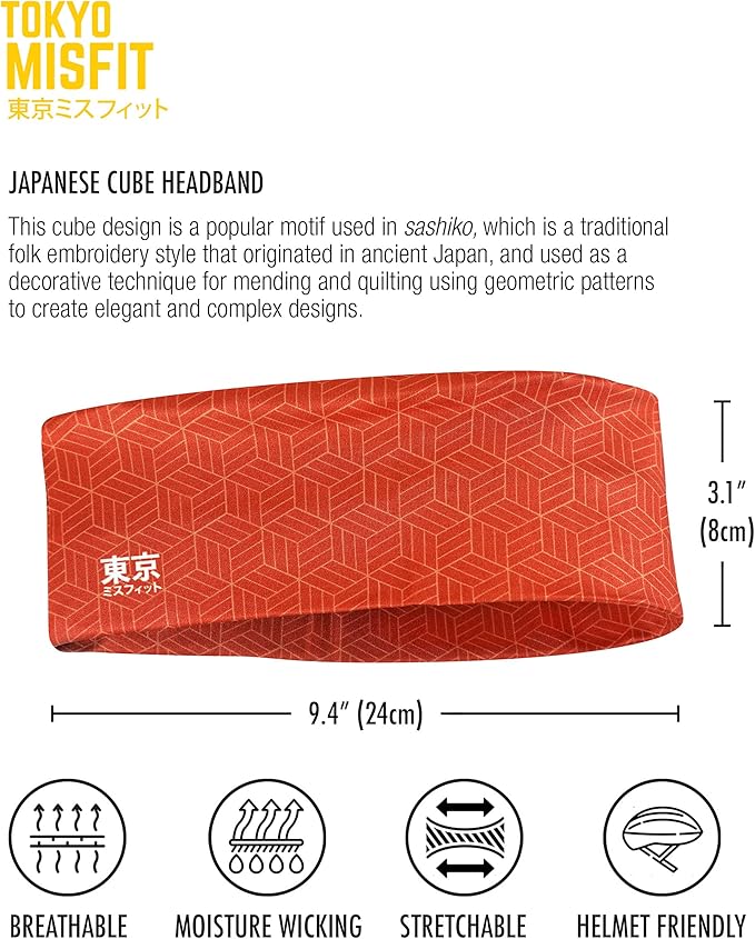 Tokyo Misfit - Japanese Headbands for Men & Women, Sweat Band, Workout, Yoga, Fashion, Running, Sports, Basketball, Bandana