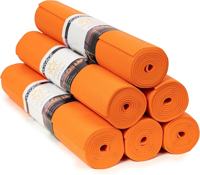 Sunshine Yoga Voyage Yoga Mat, 6 Pack, 72" x 24" Professional Studio and Gym Bulk Yoga Mats, 5mm Thick, Durable, Anti-Tear, Non Slip Fitness and Exercise Mats