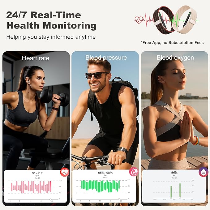 Smart Bracelets for Women & Men,Activity & Fitness Tracker with 120+ Sports Modes,24/7 Heart Rate&Blood Pressure Monitoring,Sleep & Stress Tracking,IP68 Waterproof,5 Wristband,No Subscription(Rainbow)