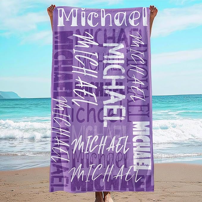 JML Personalized Beach Towel with Name, Custom Beach Towel with Name, Customized Microfiber Pool Towel, Quick Dry & Absorbent Swim Towel for Adult,Anniversary, Birthday, Summer Holiday,Vacation