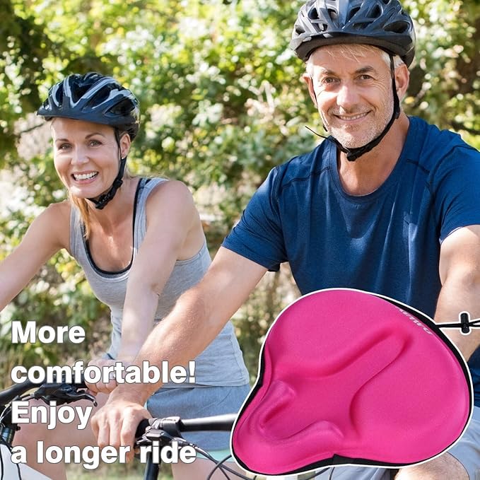 DAWAY Comfortable Bike Seat Cover - Silicone Gel & Memory Foam Padded Bike Seat Cushion for Men Women - Soft Bicycle Saddle Cover for Peloton, Stationary Exercise, Mountain Road Bikes - XL/Large/Small