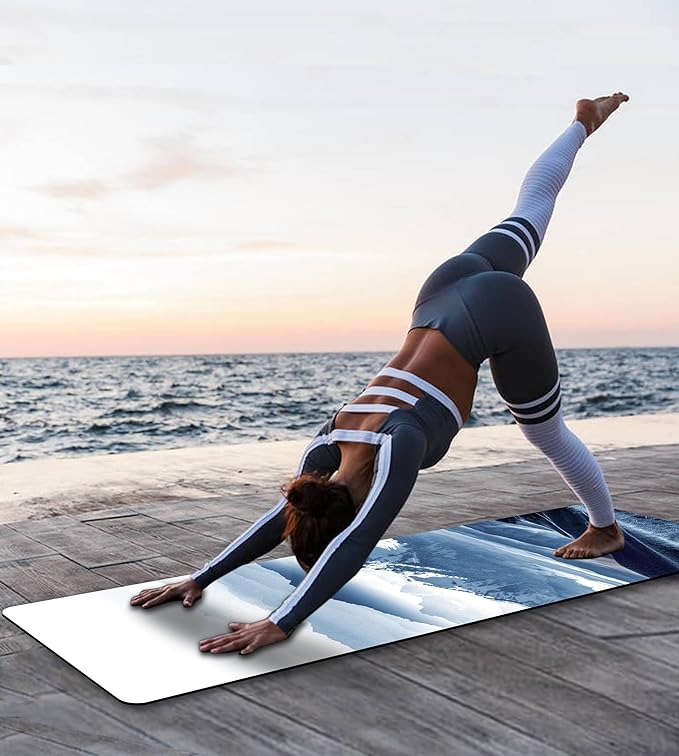 Non Slip Yoga Mat TPE Workout Mat for Men Women, Thick Workout Mat with Carrying Strap, Fitness Mats for Exercise, Yoga, Fitness, Pilates, Floor Workouts (72" x 24" x 6mm)