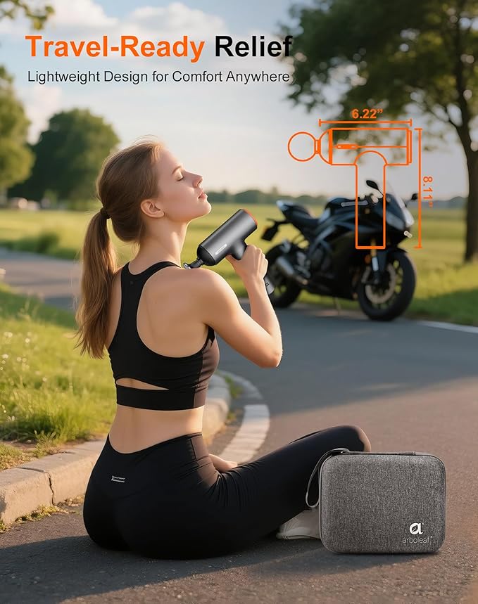 arboleaf Thermal Massage Gun Deep Tissue with Heat, Handheld Muscle Percussion Massager with Full-Metal Head, 6 Replacements for Athletes Pain Relief, Relax, Gifts for Men and Women