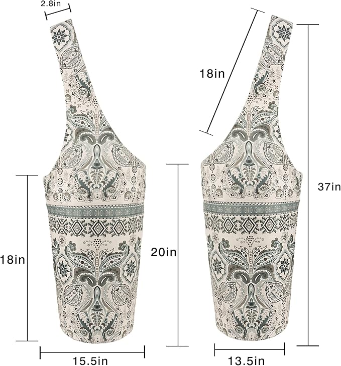 Fashion Printed Yoga Mat Bag with Large Side Pocket & Zipper Pocket Long Tote Yoga Bag Fit Most Size Mats - Holds More Yoga Accessories