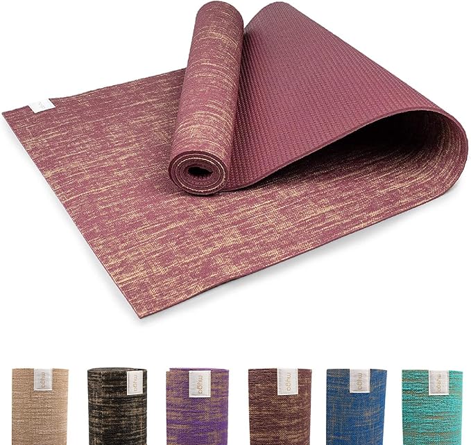 Myga Jute Yoga Mat, High Performance Vegan Floor Exercise Mat, Eco Friendly Biodegradable Yoga Mat with PVC Backing,72" x 24", 0.2" Thickness