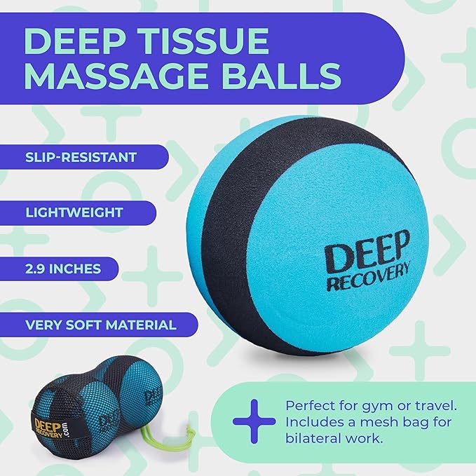 Yoga Deep Tissue Massage Ball Set – Gentle Myofascial Release Balls for Feet, Back, Neck, Legs & Arms – Trigger Point & Mobility Therapy (2-Pack)