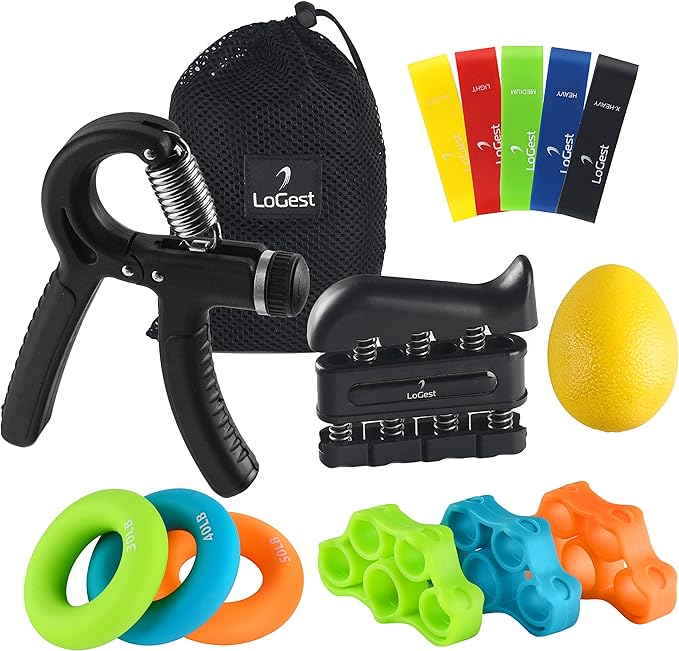 Hand Grip Strengthener Set Forearm Adjustable Resistance Hand Gripper, Finger Exerciser, Finger Stretchers, Grip Rings Hand Exerciser, Stress Relief