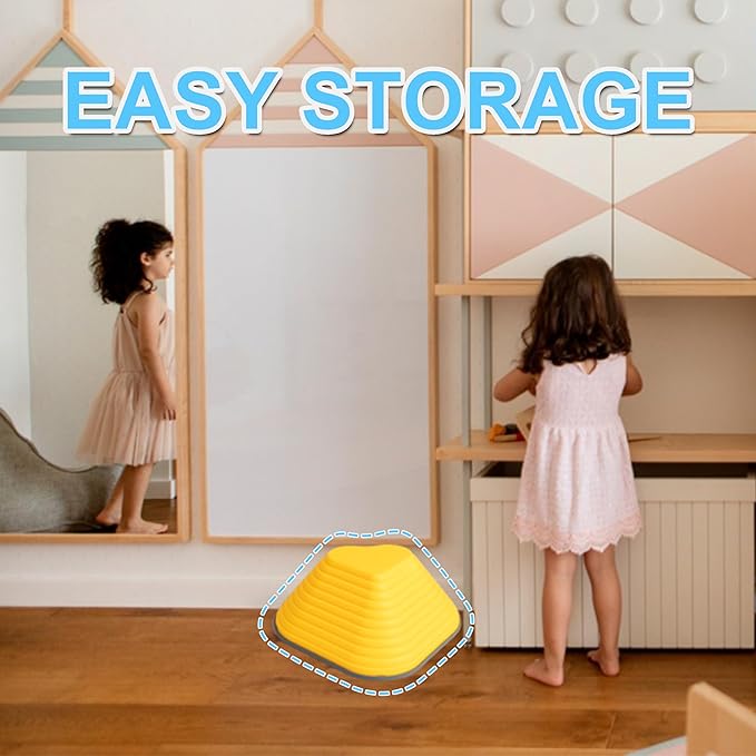 Gentle Monster Stepping Stones for Kids, Set of 6/8/11 PCS for Balance with Non-Slip Bottom - Exercise Coordination and Stability (6pcs-Heart)