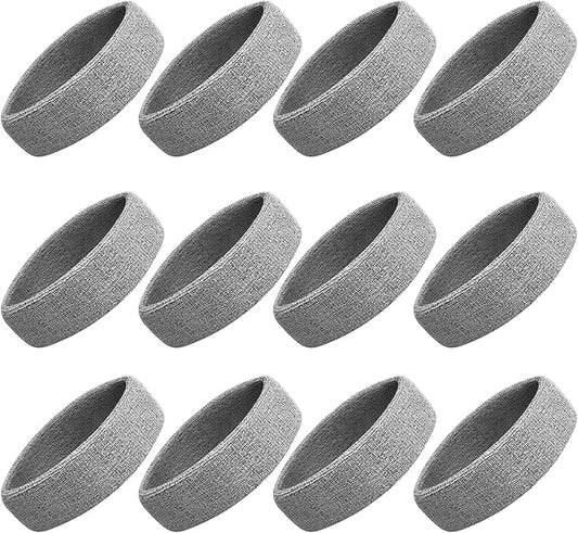 Sweatbands Sport Headbands for Men & Women, 12 Pcs Sweat Head Bands Moisture Wicking Sport Headband Cotton Sweatbands for Basketball, Athletic Exercise, Running