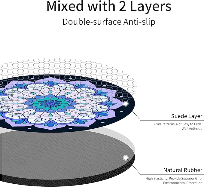 nuveti Large Meditation Mat Round Yoga Mat Pilates Yoga Mat 3.5mm Thick Natural Tree Rubber Base Non Slip, Extra Thick Grip. Thicker, Longer, and Wider for More Comfort and Support(55''x55'')