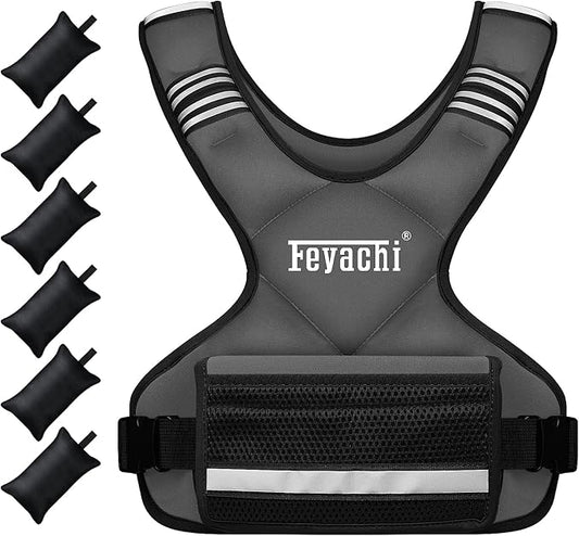 Feyachi Adjustable Weighted Vest - 3-12 lbs/12-20 lbs/20-32 lbs X Type Weight Vest with Reflective Stripe Ideal for Running Workout and Training