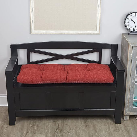 Klear Vu The Gripper Omega Non-Slip Tufted Bench Cushion for Indoor Furniture, Entryway Storage, Bay Window, Corner Nook or Piano Seat, 43 Inches, 09 Flame