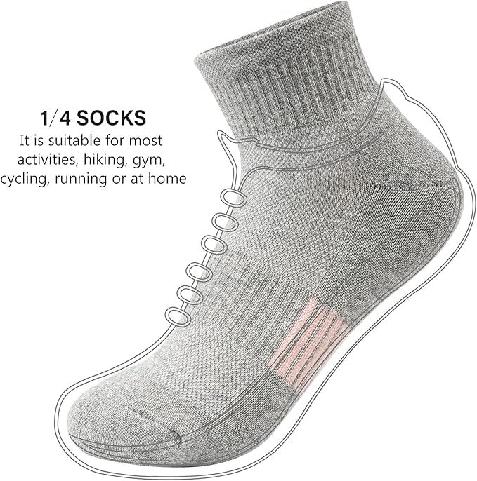 Gonii Ankle Socks Womens Athletic Thick Cushioned Running Hiking Low Cut 5-Pairs