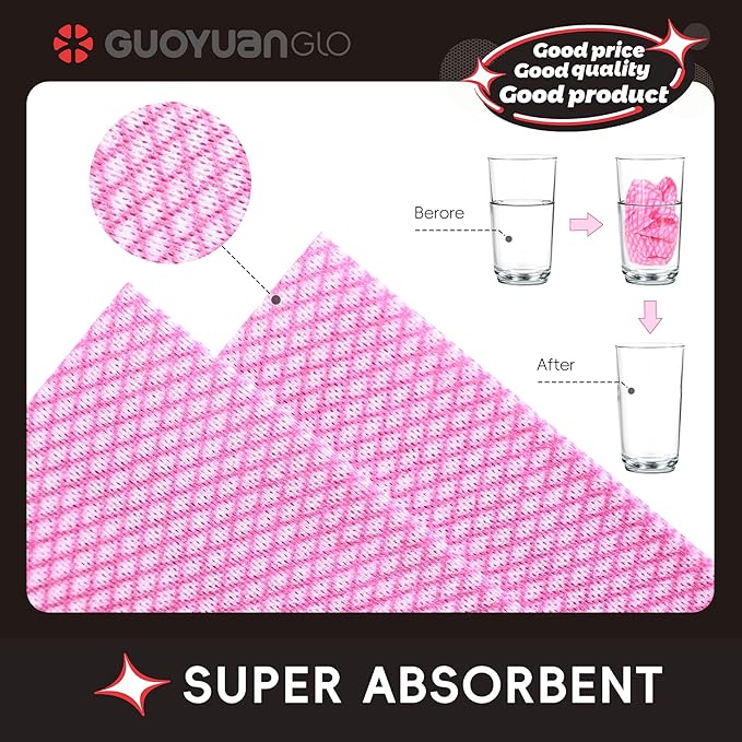 GUYUANGLO Foodservice Cleaning Towel 100pack Disposable Dish Cloths Heavy Duty Foodservice Cloths 11.4x23.6inches,Red
