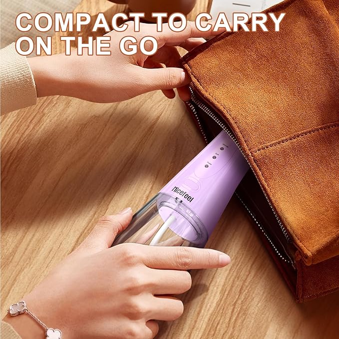 Nicefeel Water Dental Flosser Teeth Pick - Fast Charge Cordless Teeth Cleaner, 3 Modes Portable Oral Irrigator, IPX7 Waterproof Electric Water Dental Flosser for Tonsil Stone, 300ML Tank