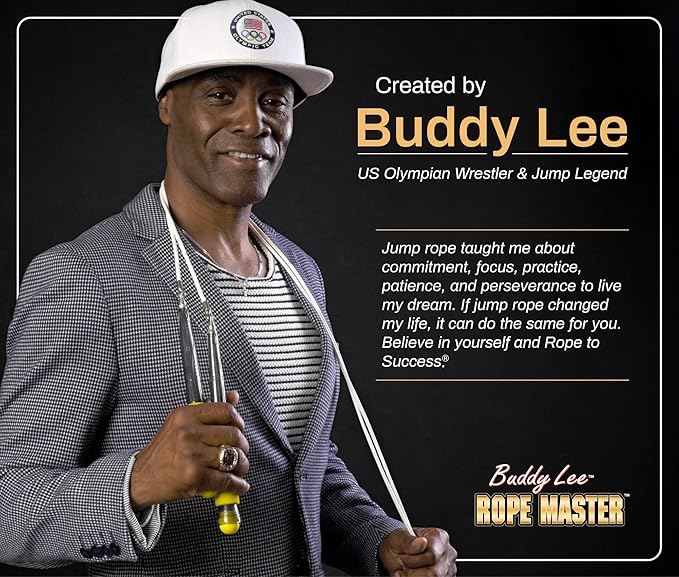 Buddy Lee Jump Ropes Rope Master Original Ball Bearing Jump Rope, 9” HD Plastic Handles. Perfect Jump Rope for Fitness, CrossFit Gym, Endurance Jumping, Cross Overs, Extreme Jumping