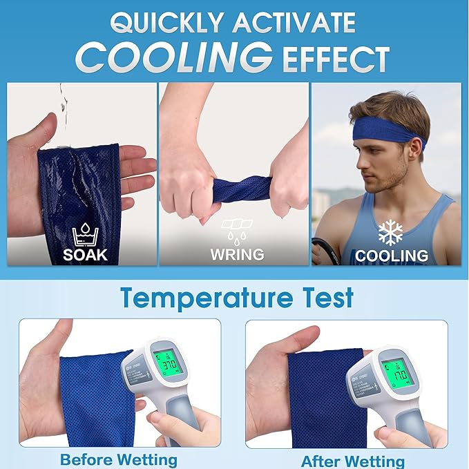 Sukeen Cooling Sports Headbands for Men: Instant Cooling Moisture Wicking Sweatbands Non-Slip, Quick-Dry Elastic Fabric Mens Headband for Gym Running Tennis Training Workout