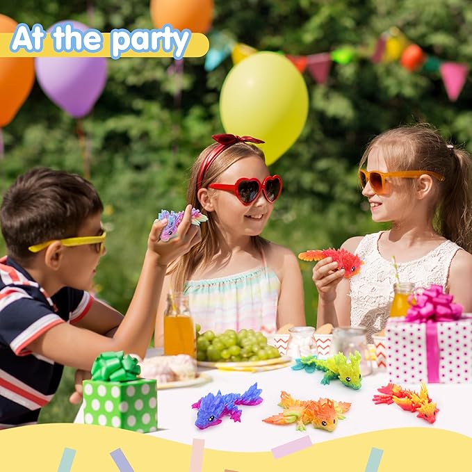 JOYIN 8 Pcs 3D Printed Dragon, 4.4" Colorful 3D Printed Flexible Articulated Dragon Fidget Toys for Home Office Desk Decor, Autism Stress Relief Fidget Toys for Kids & Adults Birthday Gift