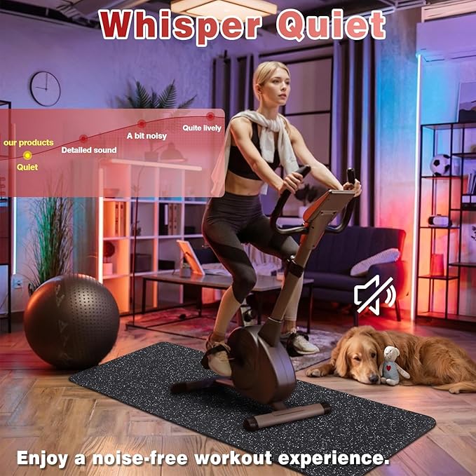 Treadmill Mat for Hardwood Floors - 100% Recycled Rubber Mat for Home Gym Flooring, Durable Workout Fitness Mats, Walking Pad Exercise Bike Equipment Mat, Non-Slip 0.16" Thick, Grey