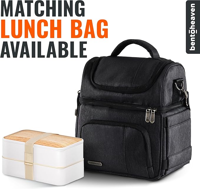 Bentoheaven Premium Bento Box Adult Lunch Box with Compartments for Women & Men, Set of Utensil & Chopsticks & Dip Container, Cute Japanese Kids Bento Lunch Box, Microwavable (Bright Light)