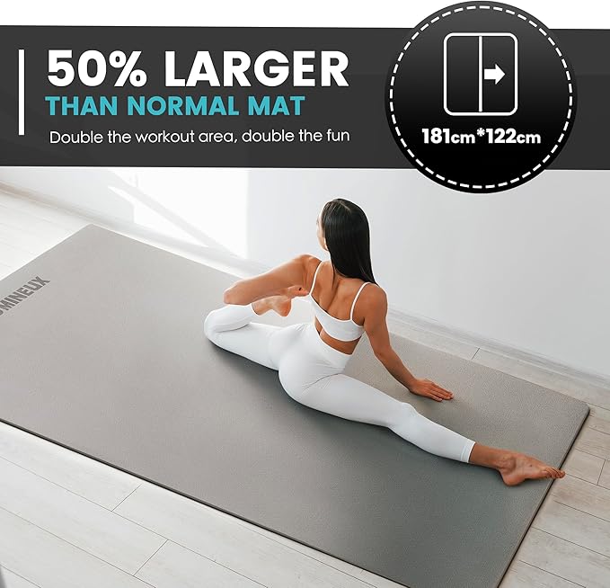 UMINEUX Large Yoga Mat for Men and Women 1/4 & 2/5 Inch Extra Thick TPE Fitness Mat for Home Gym Workout, Non-Slip, Eco Friendly Exercise Mat for Yoga, Pilates, Stretching, Meditation