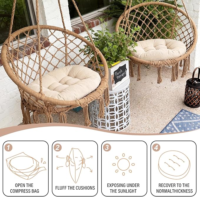 Tiita Floor Pillow Cushion, 22 inch Round Seat Cushion, Outdoor Floor Pad, Meditation Cushion for Yoga Living Room Sofa Balcony, Beige