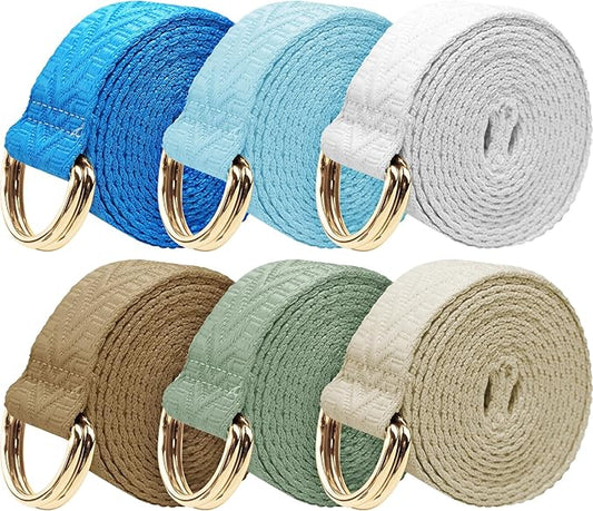 6 Packs Yoga Strap for Stretching Yoga Belt Adjustable Straps for Non Elastic Stretching Strap Exercise Straps for Pilates