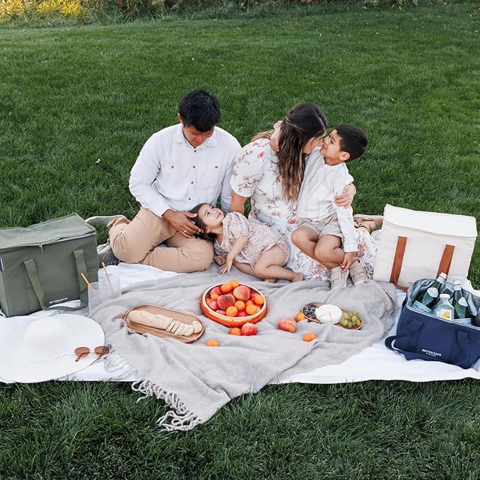 Nook Theory Reusable Insulated Grocery Bag - Leak Proof, X Large Insulated Cooler Bag - Insulated Shopping Bags for Groceries - Travel Cooler Bag for Frozen and Hot Food with Zippered Top (Jute)