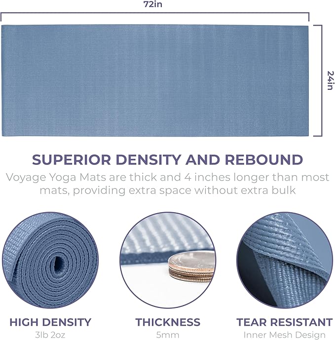Sunshine Yoga Voyage Yoga Mat, 6 Pack, 72" x 24" Professional Studio and Gym Bulk Yoga Mats, 5mm Thick, Durable, Anti-Tear, Non Slip Fitness and Exercise Mats