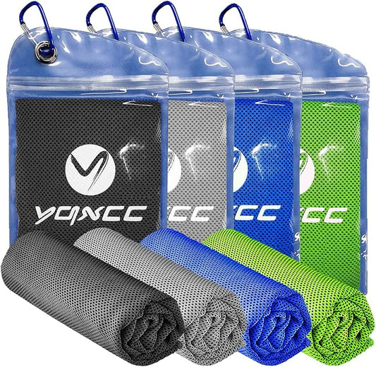 YQXCC Cooling Towels | 4 Pack 40"x12" | Cool for Neck | Microfiber Soft Breathable Chilly | for Sports, Yoga, Golf, Gym, Camping, Running, Workout & More Activities