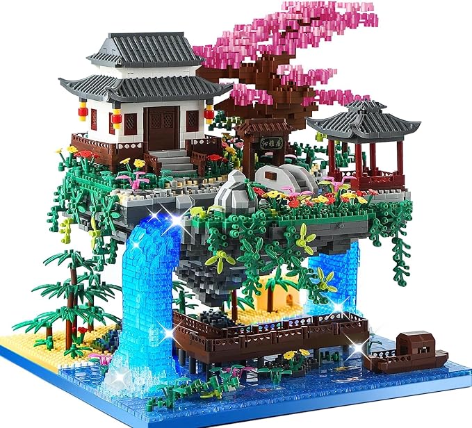 Big Bonsai Flowers Tree Architecture Set for Boys 8-14 Lighting Japanese Cherry Blossom Tree House Building Kit with Box for Adults Toys for Boys/Girls Age 8-12, 2.5mm MICROPARTICLE