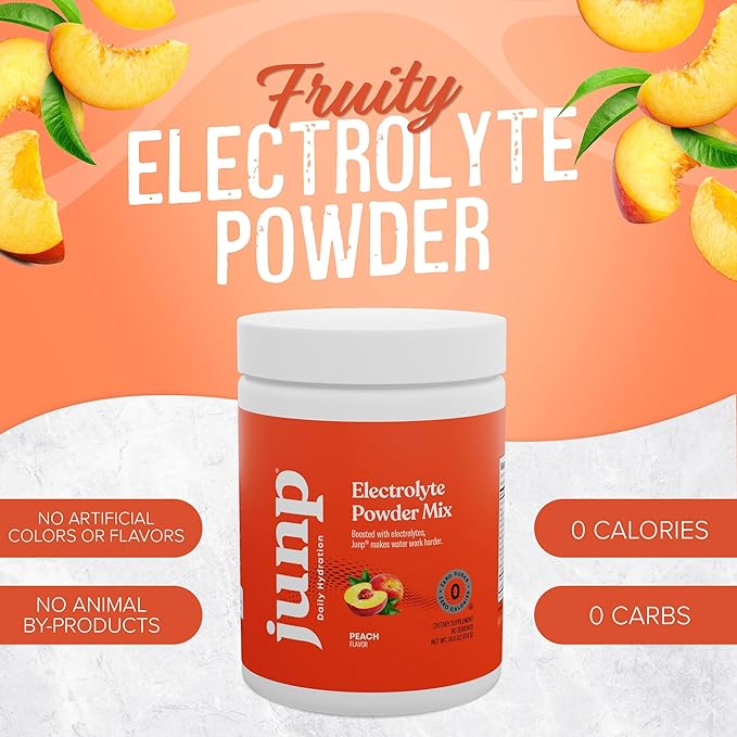 JUNP Electrolytes Powder No Sugar No Carbs, Orchard Fresh Juicy Peach Keto Electrolyte Drink Mix, Potassium & Salt Hydration Powder Electrolytes Zero Calorie Sugar Free Electrolyte Powder, 90 Servings