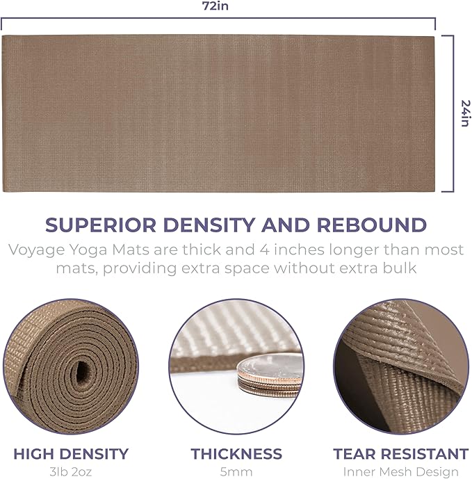 Sunshine Yoga Voyage Yoga Mat, 6 Pack, 72" x 24" Professional Studio and Gym Bulk Yoga Mats, 5mm Thick, Durable, Anti-Tear, Non Slip Fitness and Exercise Mats