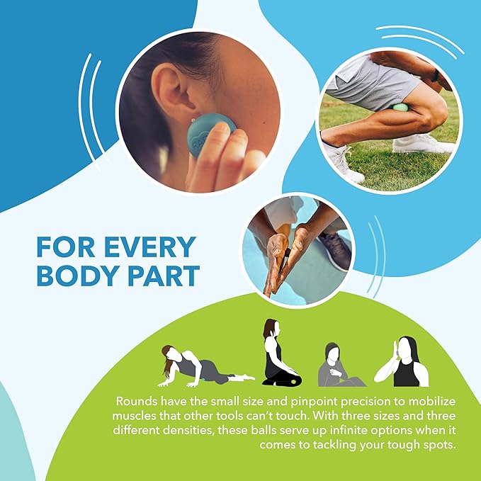 RAD Rounds – 3 Density Yoga Massage Ball Set for Deep Tissue Myofascial Release – Therapy Balls for Feet, Back, Neck, Jaw & Forearms – Trigger Point & Mobility Therapy (3-Pack)