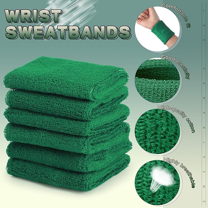 12 Pack Sweatbands Sports Wristband Cotton Sweat Band for Men and Women, Good for Tennis, Basketball, Running, Gym, Working Out