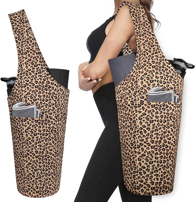 Fashion Printed Yoga Mat Bag with Large Side Pocket & Zipper Pocket Long Tote Yoga Bag Fit Most Size Mats - Holds More Yoga Accessories