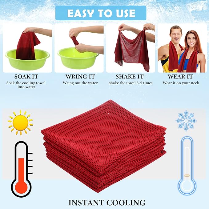 12 Pack 32 x 12 in Cooling Towels Bulk for Neck and Face Microfiber Ice Towel Sweat Towels Breathable Soft Chilly Towel Portable Cool Neck Rags for Yoga Sport Gym Workout Fitness