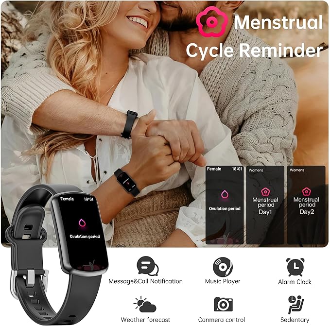 Health Fitness Tracker with 24/7 Heart Rate, Smart Watch with Blood Pressure and Blood Oxygen Monitor, Bulit-in 120+ Sport Mode, Sleep Tracking Waterproof Activity Tracker for Women Men (Black)