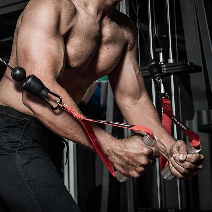 RitFit Exercise Handles for Cable Machine, Aluminum Alloy Gym Handles for Power Rack Attachments, Resistance Band Handles with Cable Crossover System & Triceps Pushdown